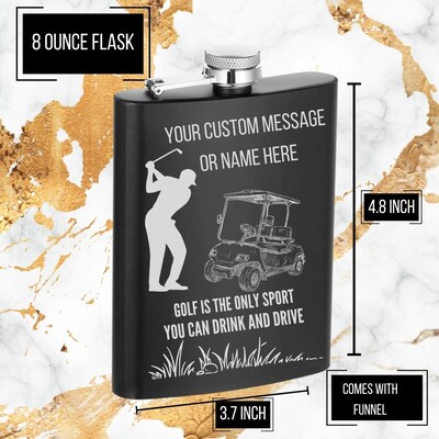 Urbalabs Personalized Funny Golf Flask Golf Accessories For Men Golf Only Sport You Can Drive Drunk Wedding Favors Laser Engraved 8 oz Steel - image2